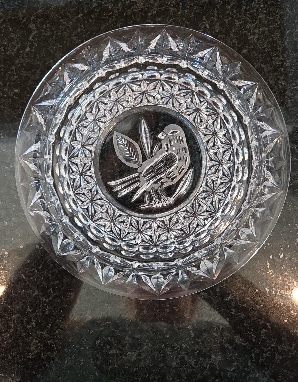 Vintage Hofbauer Byrdes 24% Lead Crystal 6.25" Plate Tray - West Germany Vintage